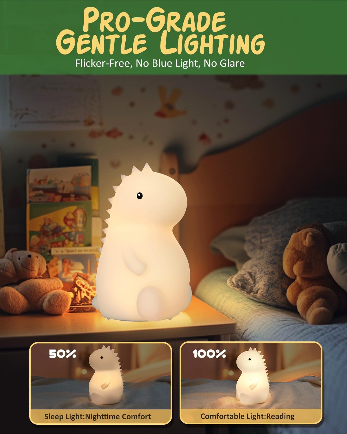 Luz Nocturna de Dinosaurio para Niños: Compañero de Sueño y Lámpara Ambiental para la Guardería