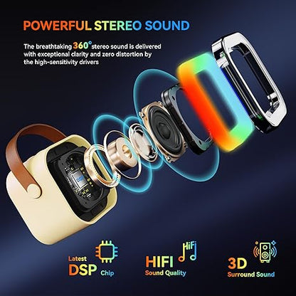 Karaoke portátil Bluetooth con 2 micrófonos