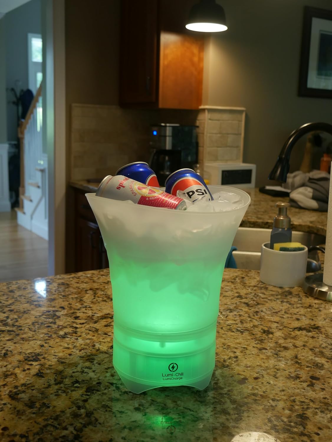 Cubo de Hielo Plegable Portátil con Altavoz Bluetooth y Luces LED para Fiestas