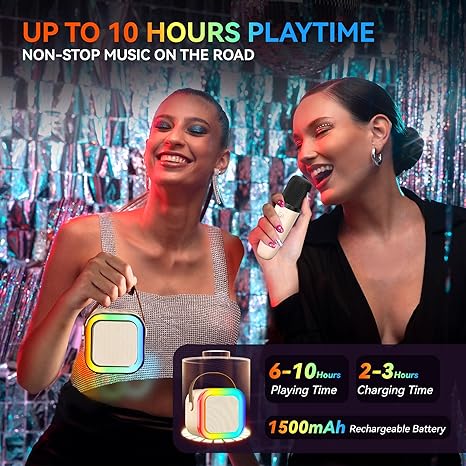 Karaoke portátil Bluetooth con 2 micrófonos