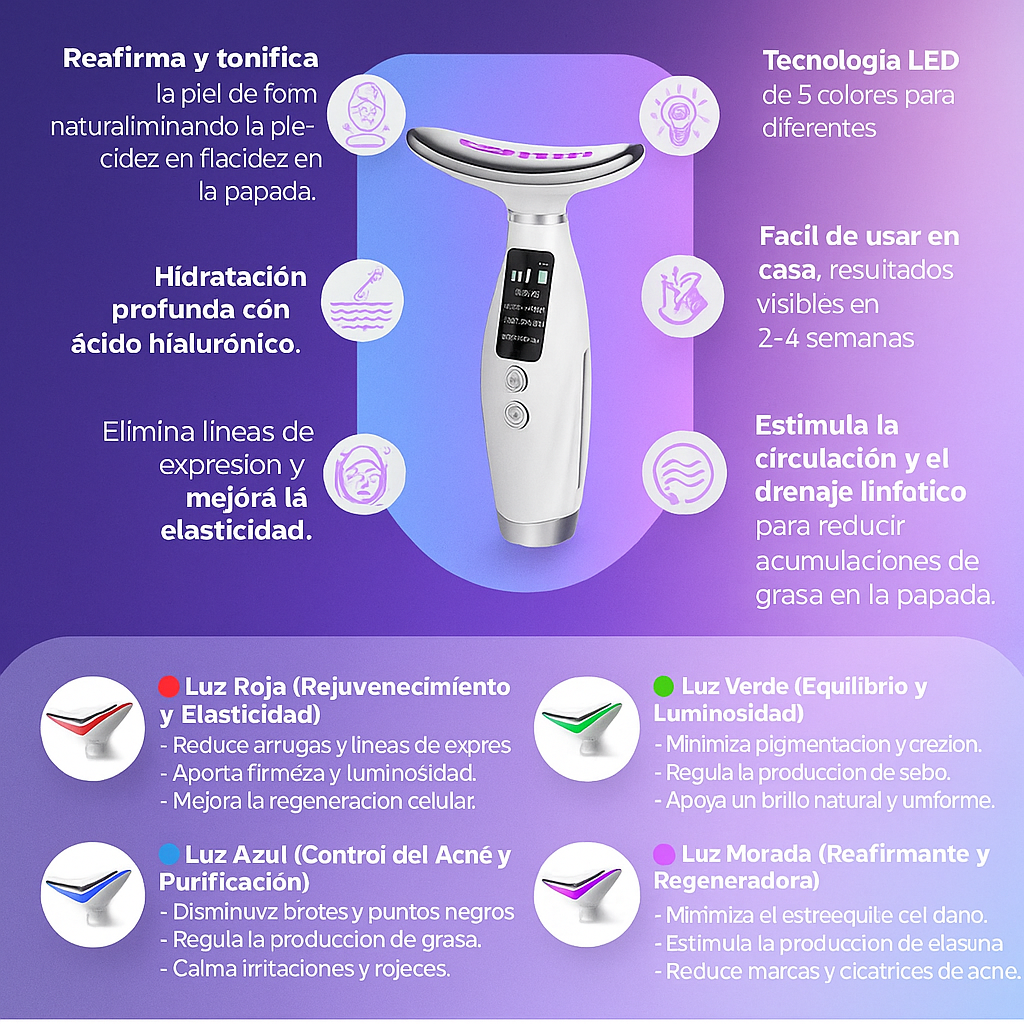 MASAJEADOR FACIAL PRO-GLOWLIFT™ 💎 + SÉRUM DE ÁCIDO HIALURÓNICO🎁