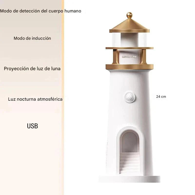 Lighthouse Luna: Lámpara Faro con Proyección de Luna